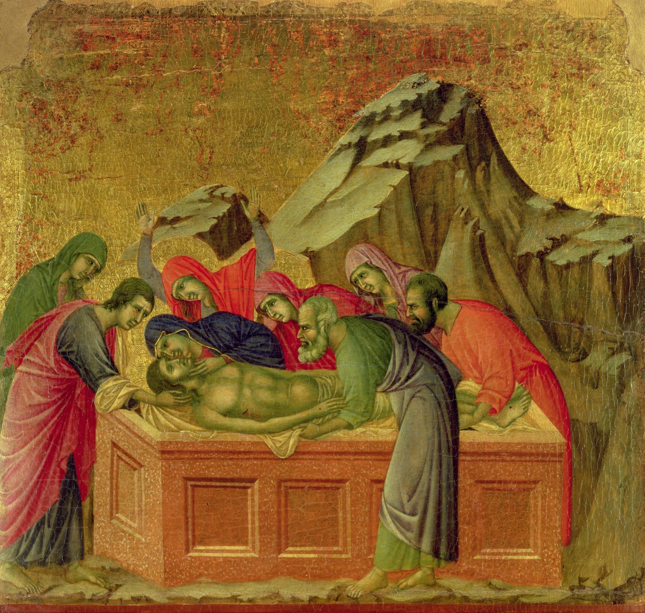 Maesta: Die Beerdigung Christi von Duccio di Buoninsegna