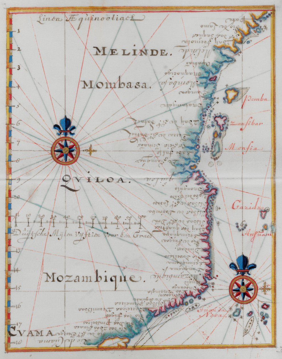 Karte von Mombasa, Ostafrika. von Dutch School
