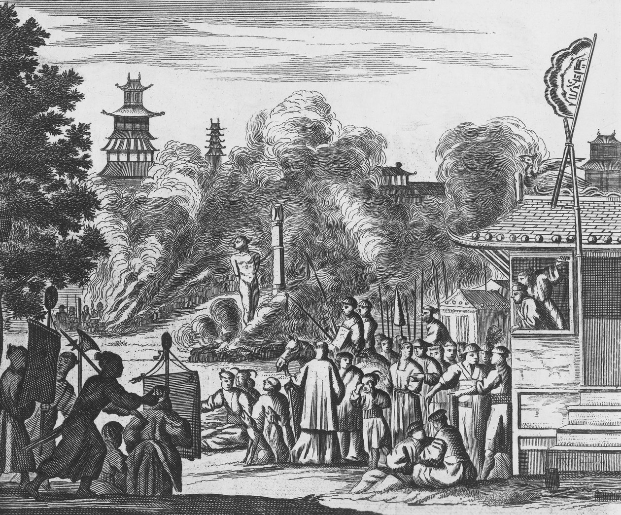Verfolgung der Christen in Japan, ca. 1680 (Stich) von Dutch School