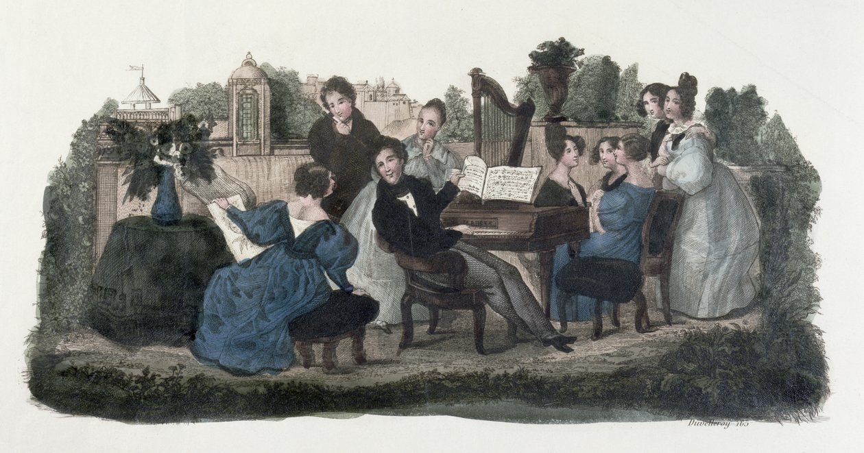 Musikalisches Treffen in einem Garten, ca. 1830 von Duvelleroy