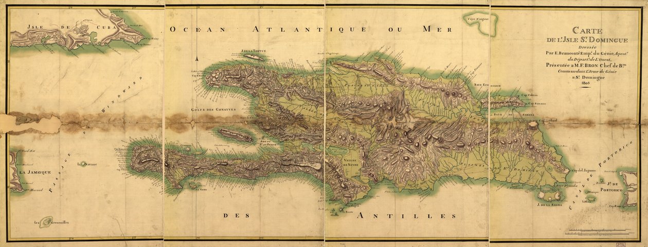 Karte der Insel St. Domingue von E. Beaucosté