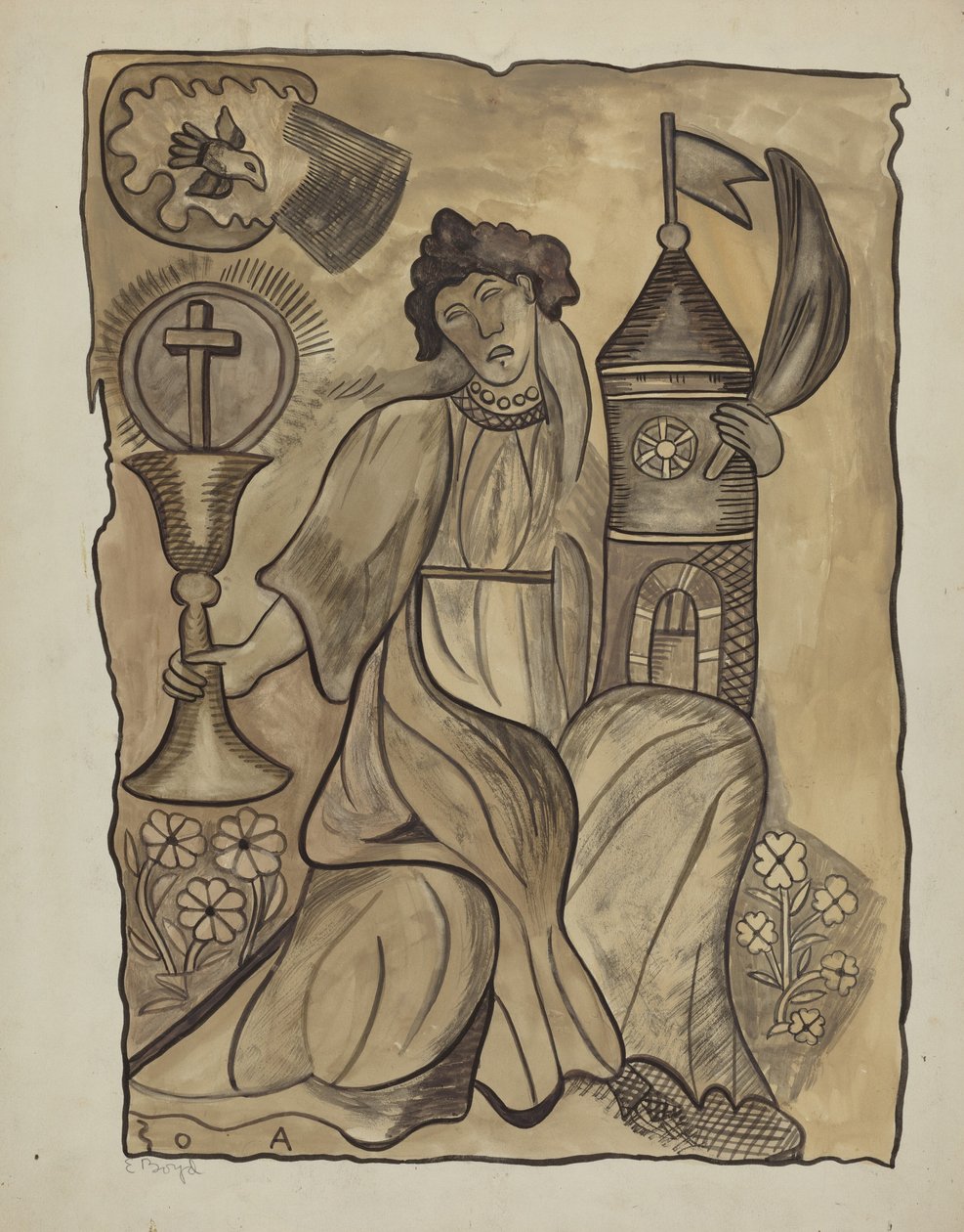 Wandbehang von Santa Barbara, um 1936 von E. Boyd