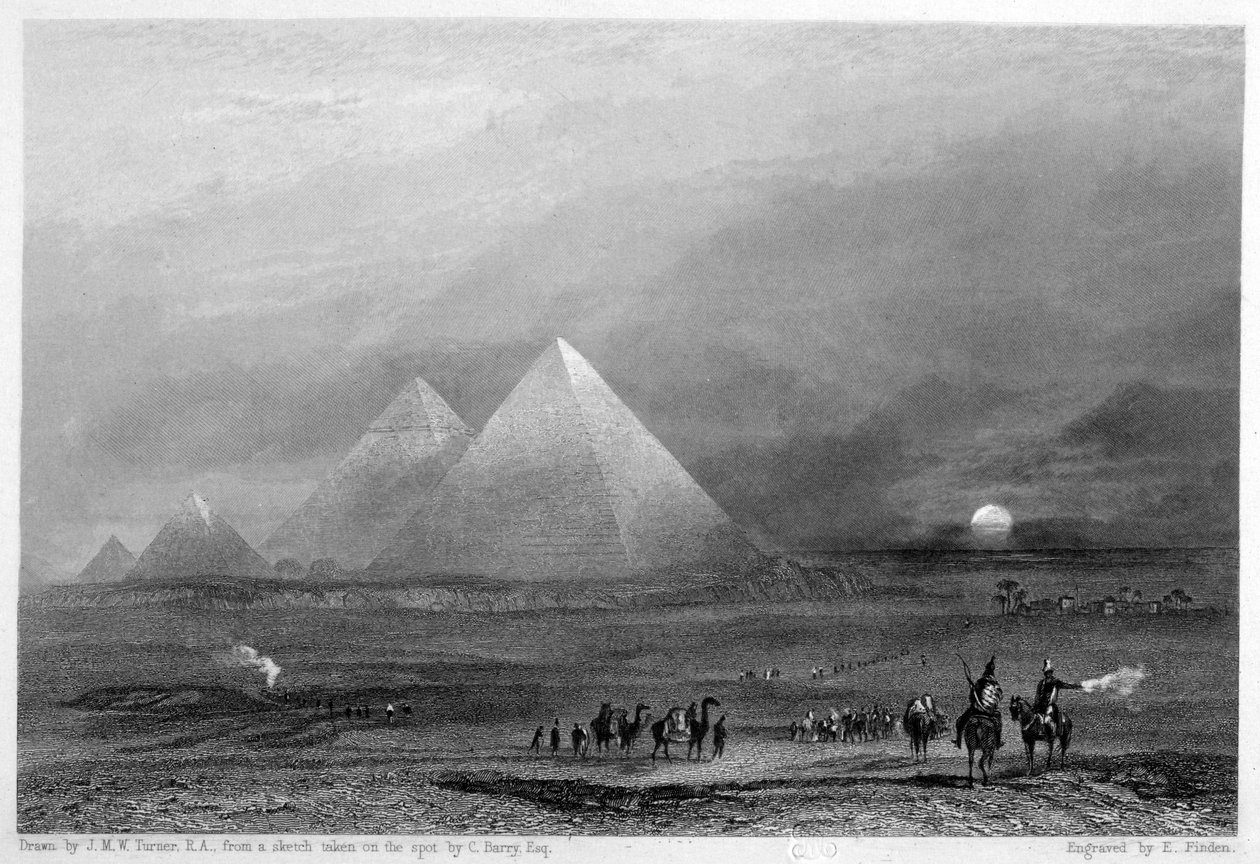Die Pyramiden, Gizeh, Ägypten, 19. Jahrhundert von E. Finden