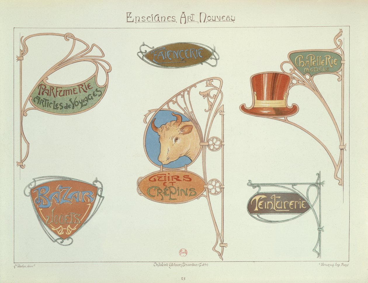 Jugendstil-Ladenschilder, 1903 von E. Mulier