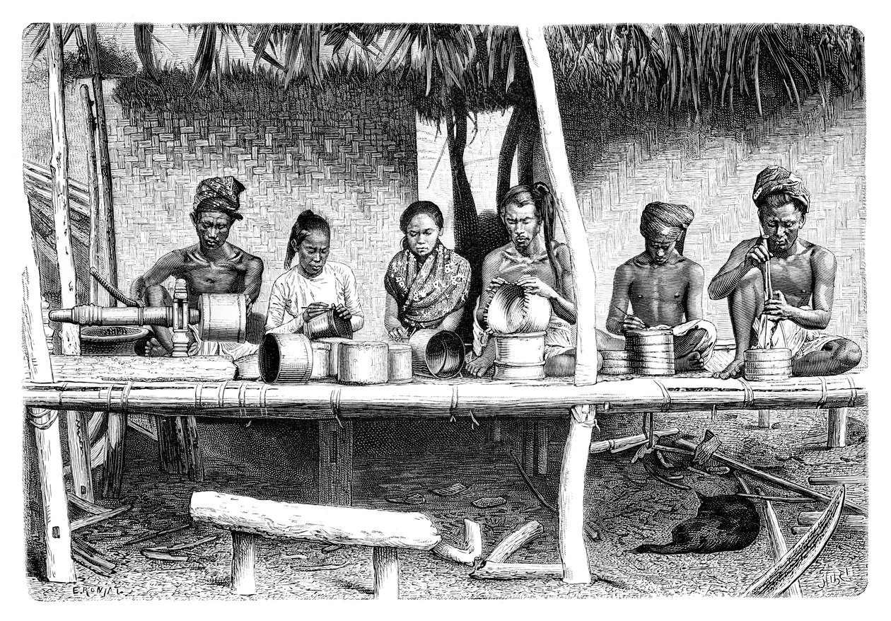 Handwerker aus Burma (Myanmar), 1895 von Etienne Antoine Eugene Ronjat