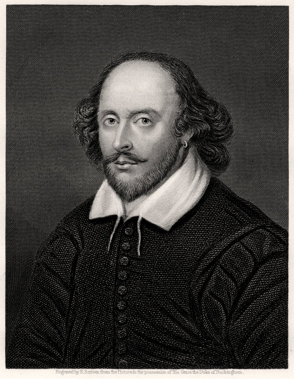 William Shakespeare, englischer Dramatiker, 19. Jahrhundert von E. Scriven