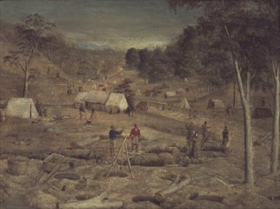 Bergbau-Camp in Bathurst, ca. 1851 von E. Tulloch