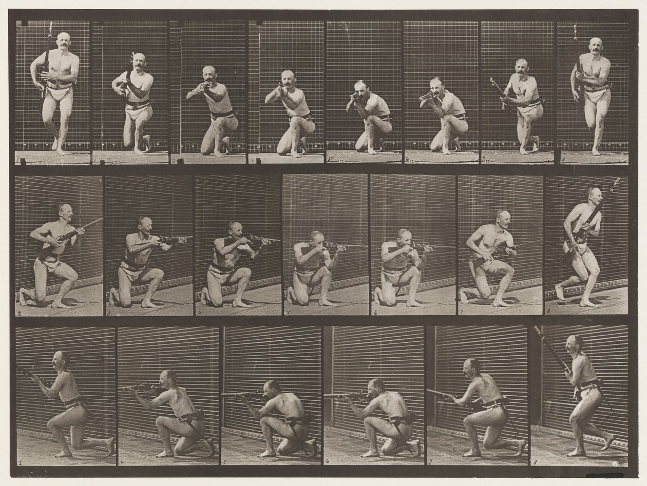 Tafel 356. Knien, schießen und aufstehen von Eadweard Muybridge