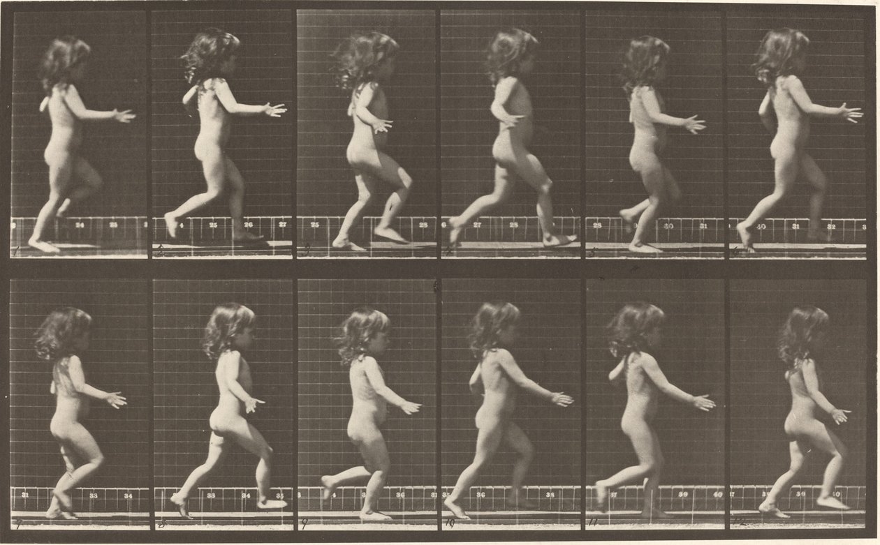 Tafel Nummer 469. Kind läuft von Eadweard Muybridge