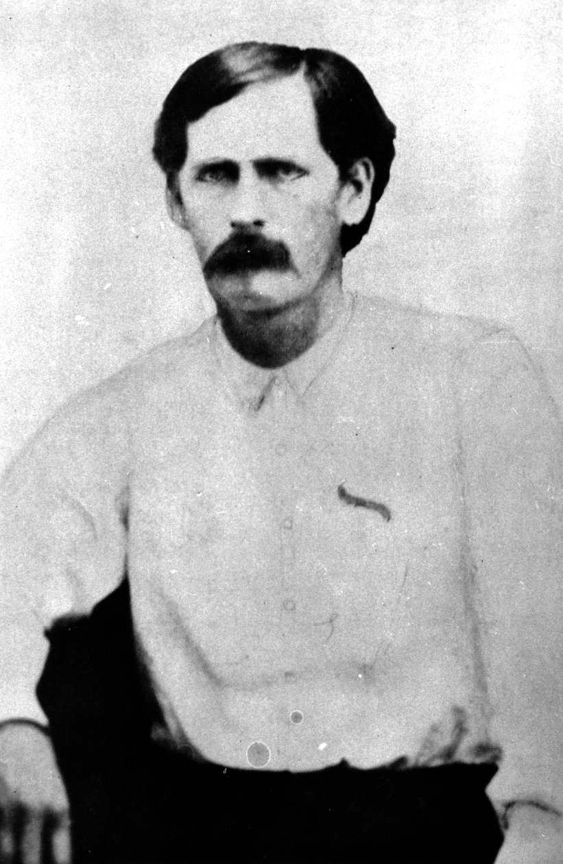 Wyatt Earp in seinen Zwanzigern, von einem Tintype aufgenommen in Dodge City, Kansas, ca. 1868-78 von Eagan