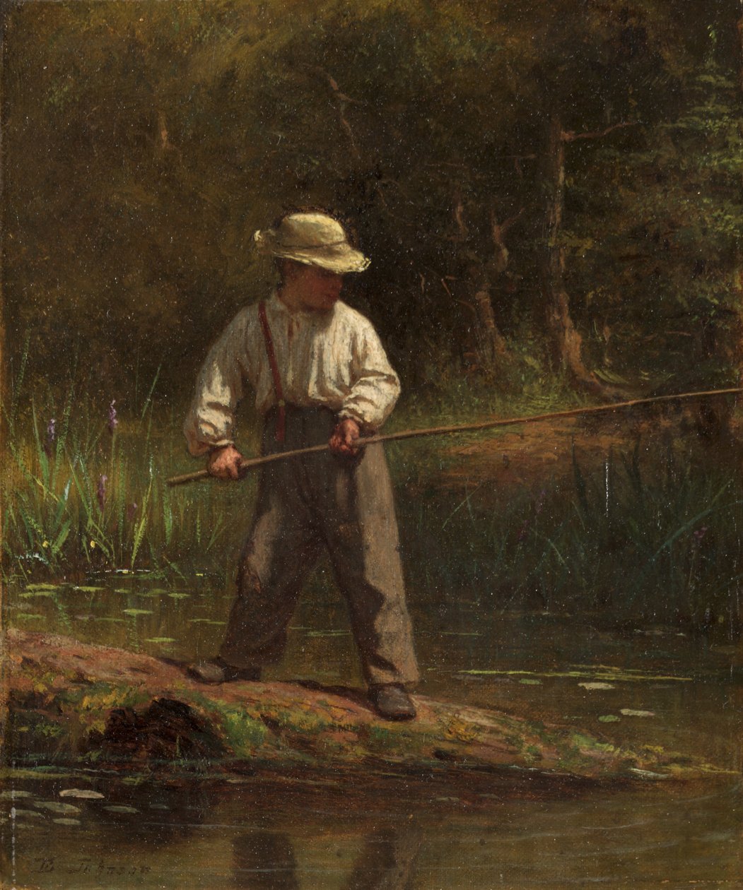 Junge beim Angeln, 1860er von Eastman Johnson