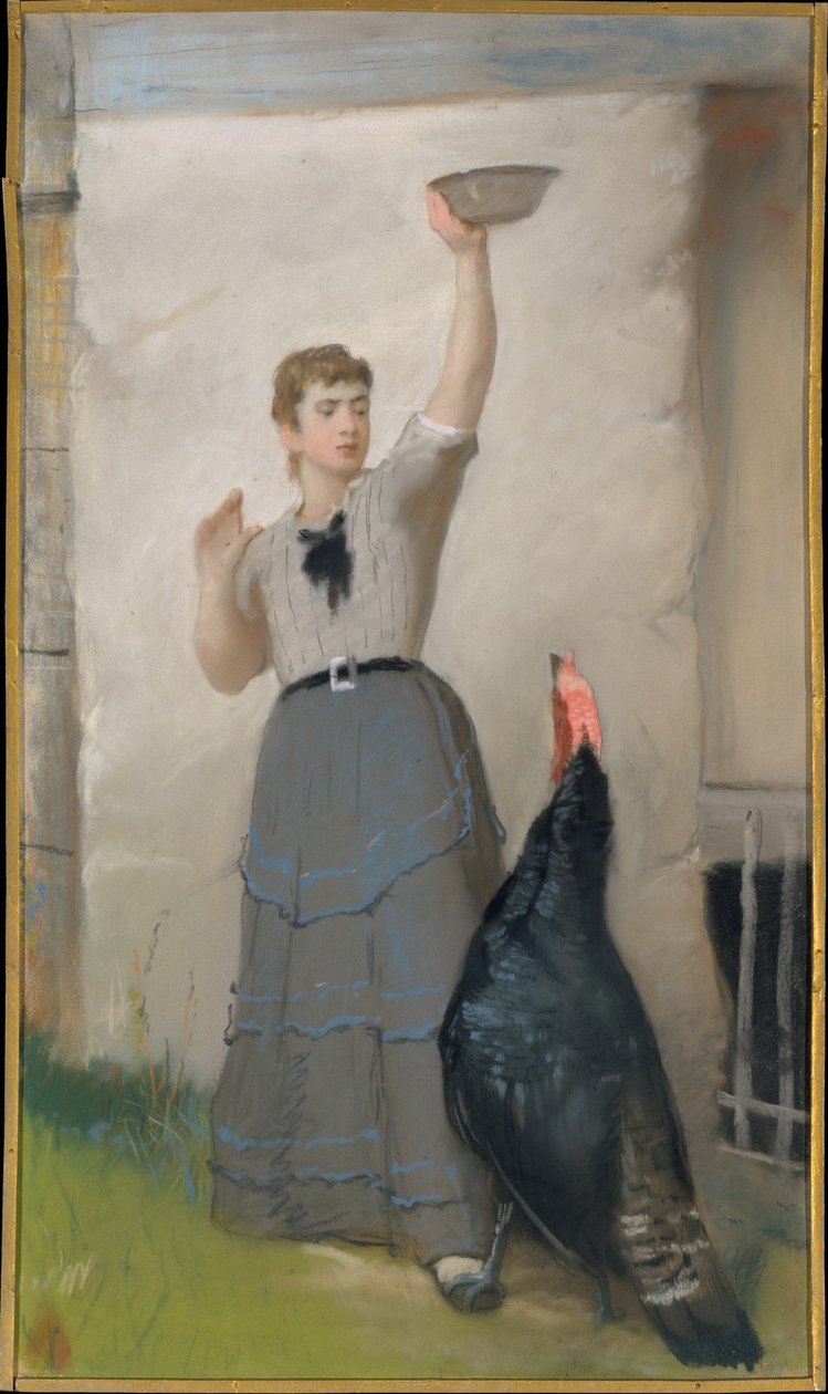 Den Truthahn füttern von Eastman Johnson