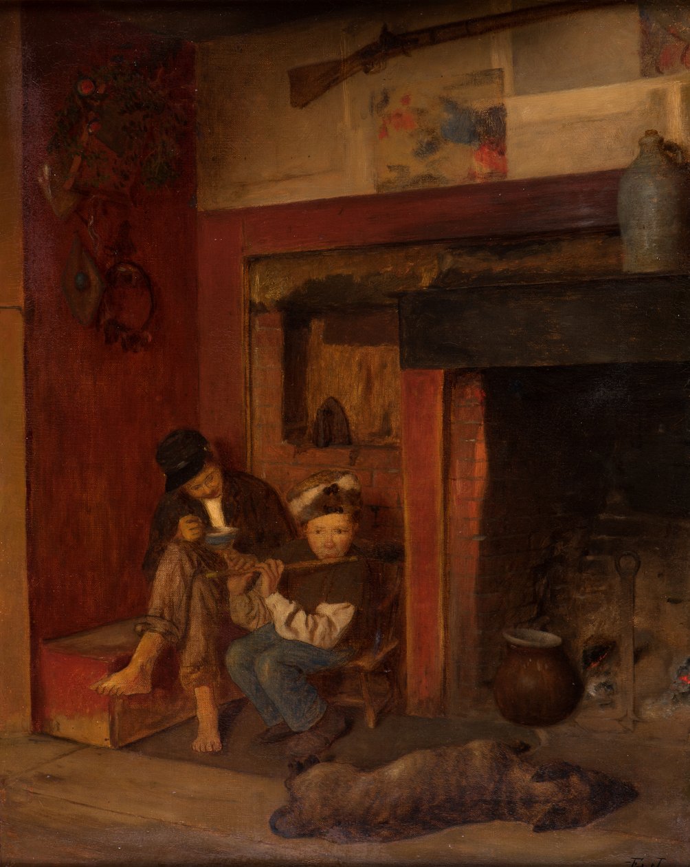 Der Pfeifer und sein Freund, 1870-80 von Eastman Johnson