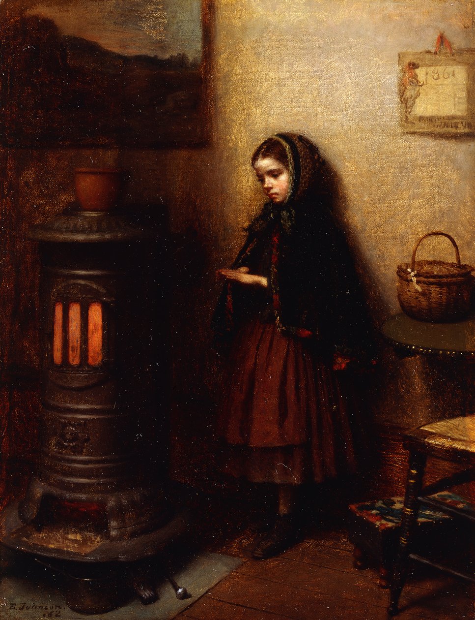 Hände wärmen, 1862 von Eastman Johnson