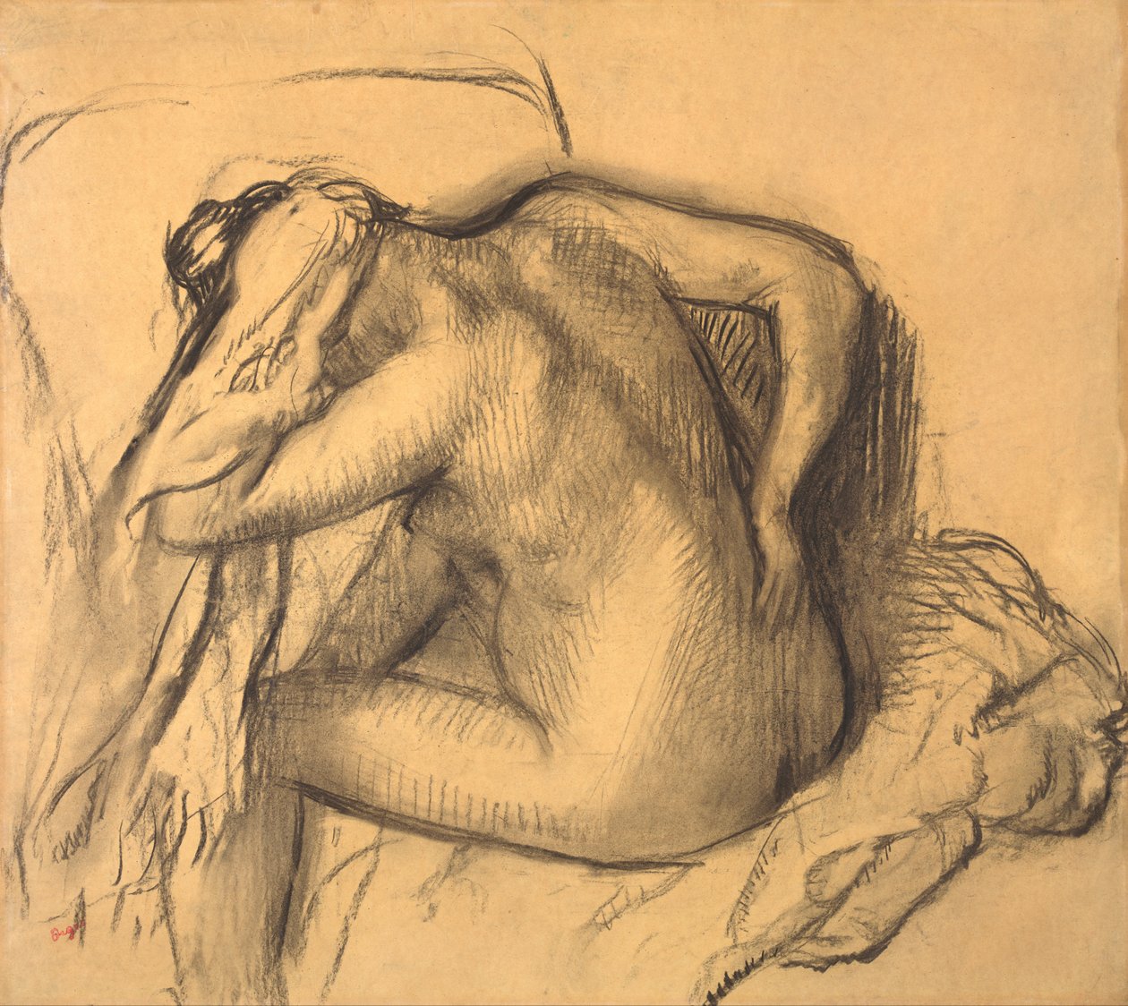 Nach dem Bad, Frau trocknet ihr Haar von Edgar Degas
