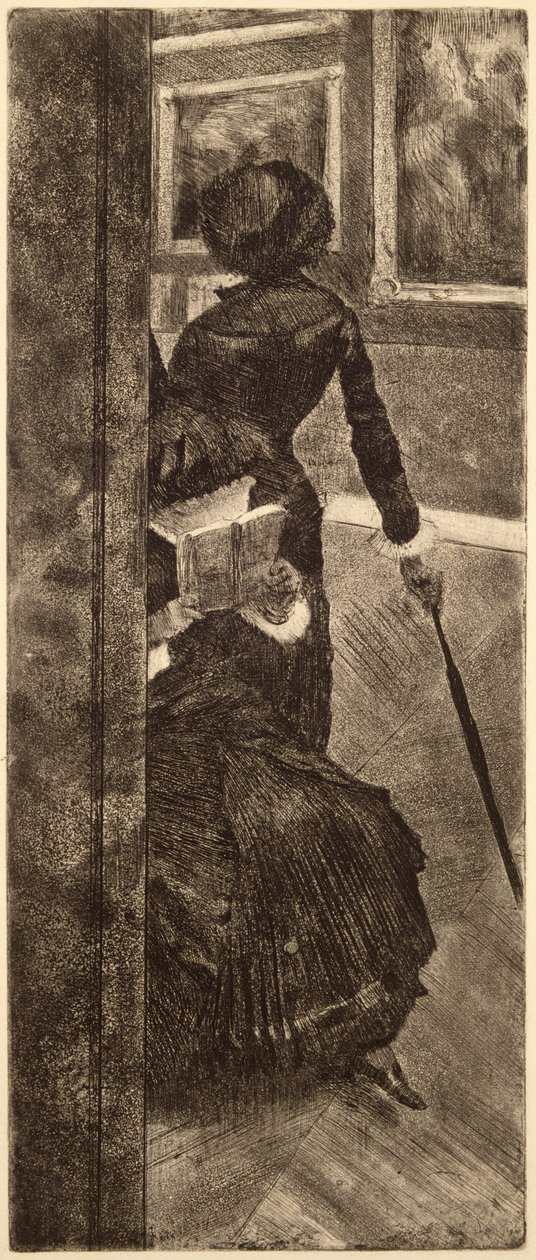 Im Louvre - Die Malerin (Mary Cassatt) (1879) von Edgar Degas
