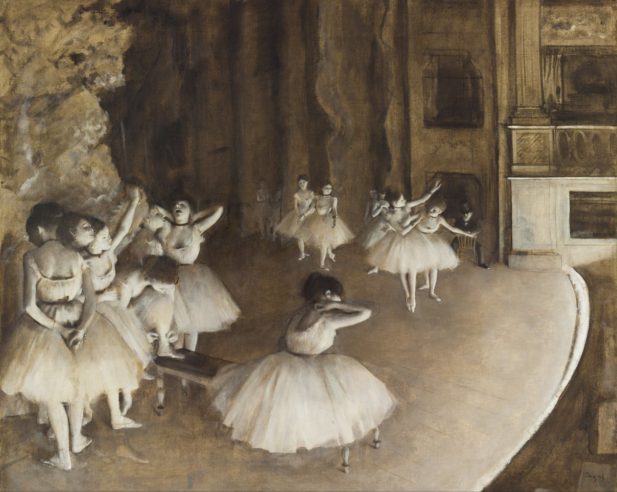 Ballettprobe auf der Bühne von Edgar Degas