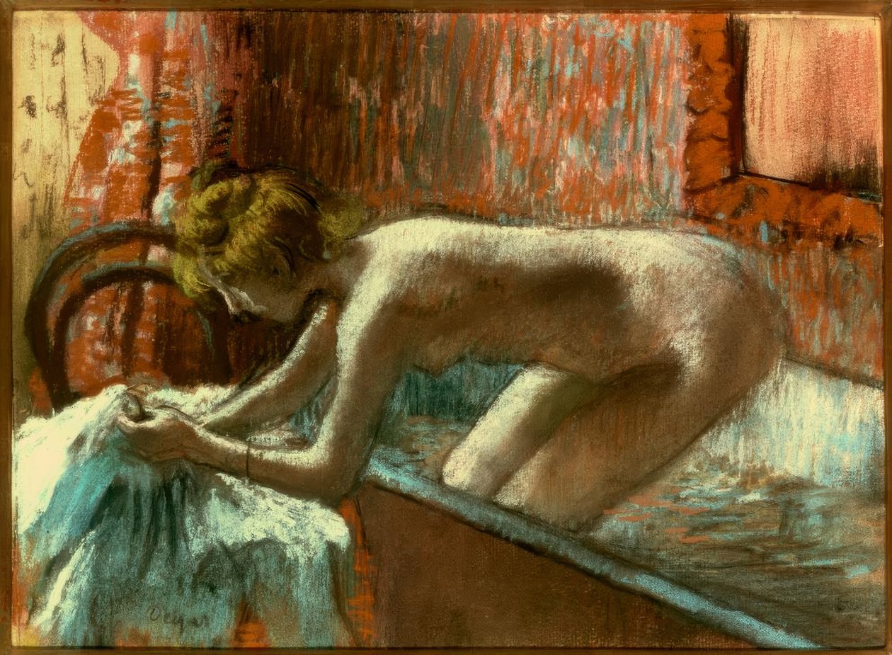 Frau steigt aus dem Bad von Edgar Degas