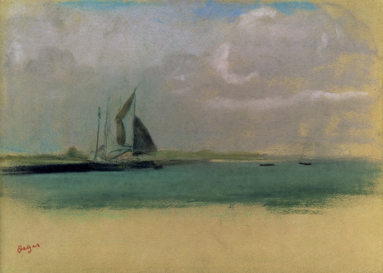 Fischerboote im Hafen vertäut, ca. 1869 (Pastell auf Papier) von Edgar Degas