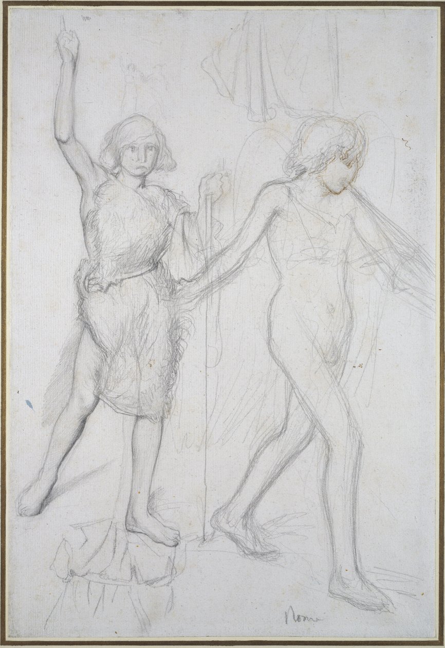 Johannes der Täufer mit einem Engel, der vor ihm geht (Detail) von Edgar Degas