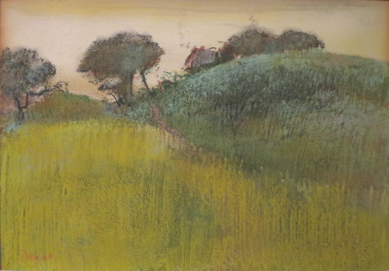 Weizenfeld und grüner Hügel von Edgar Degas