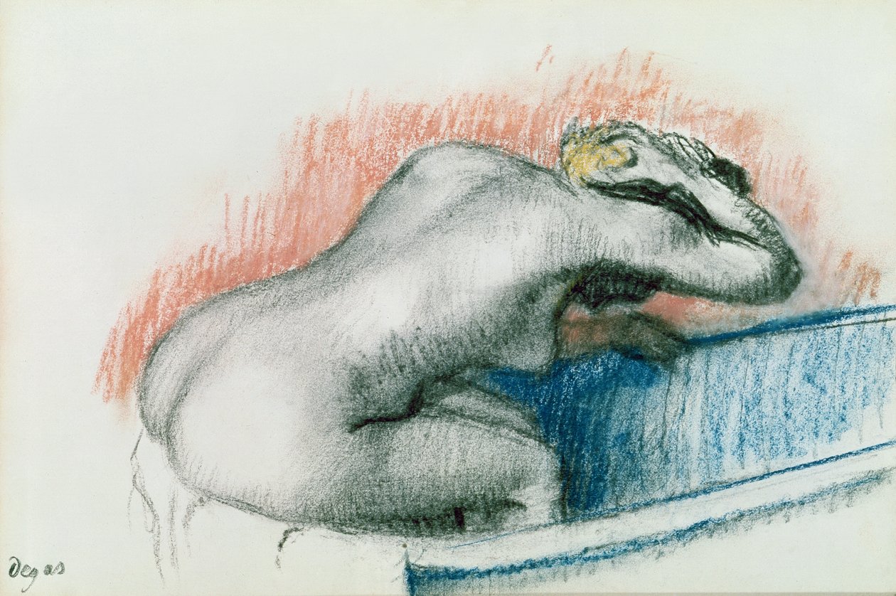 Frau wäscht sich im Bad, ca. 1892 von Edgar Degas