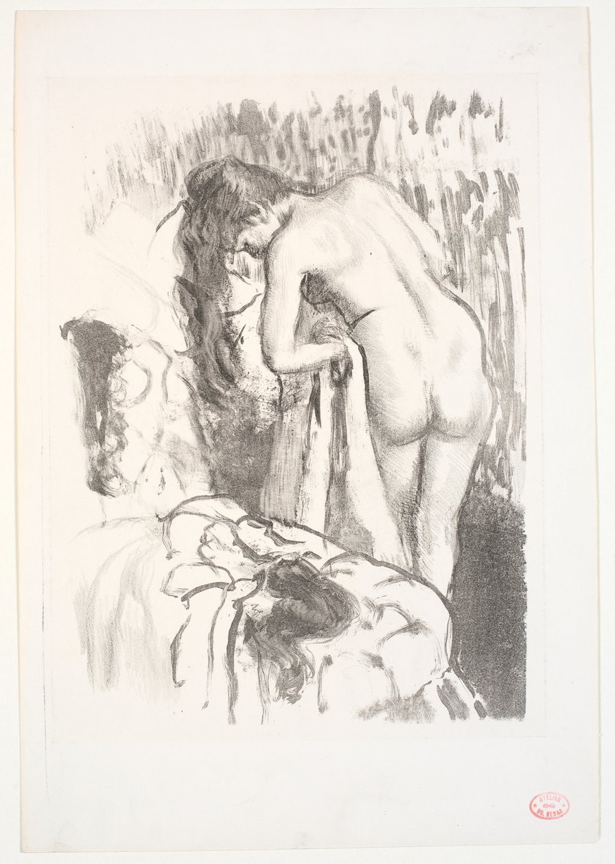 Stehende nackte Frau bei ihrer Toilette von Edgar Degas