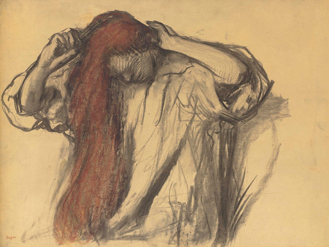 Frau, die sich frisiert von Edgar Degas