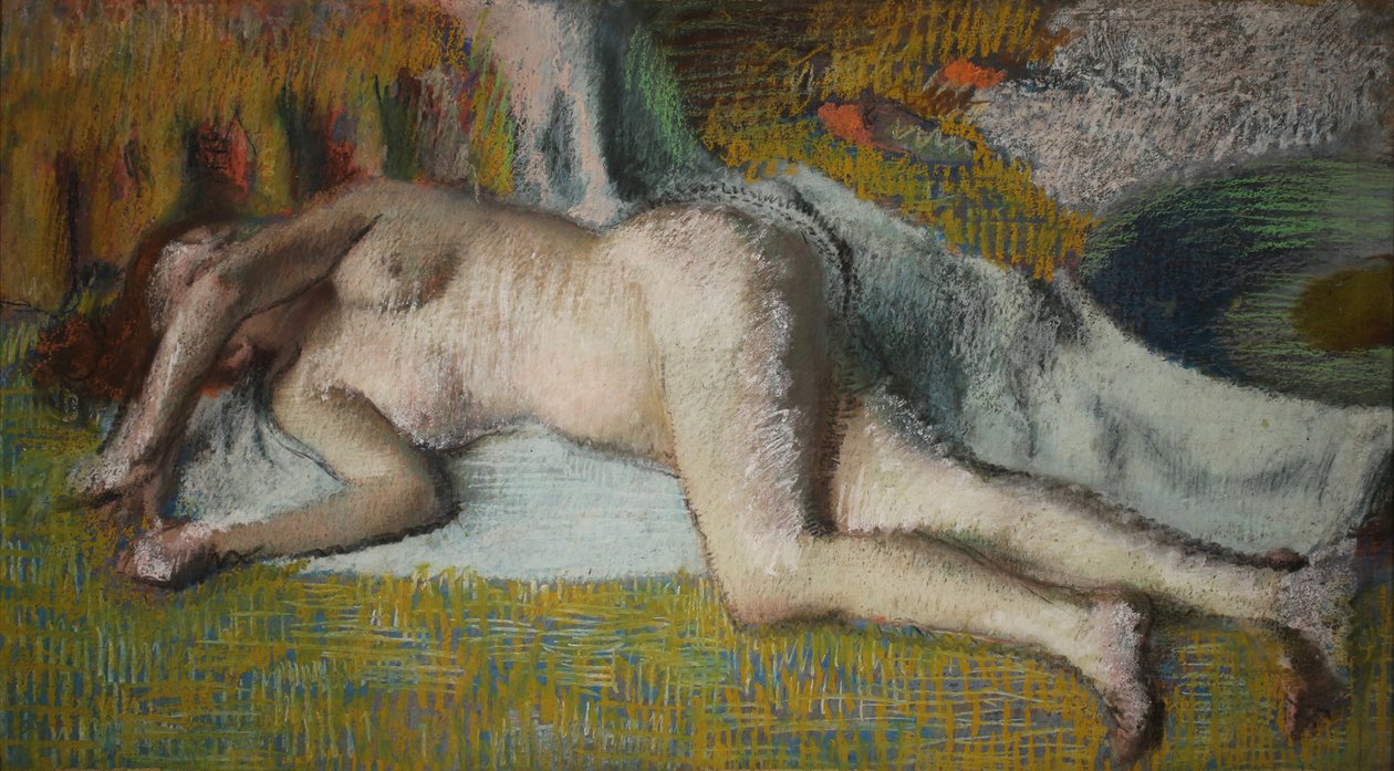 Nach dem Bad (liegende nackte Frau) von Edgar Degas