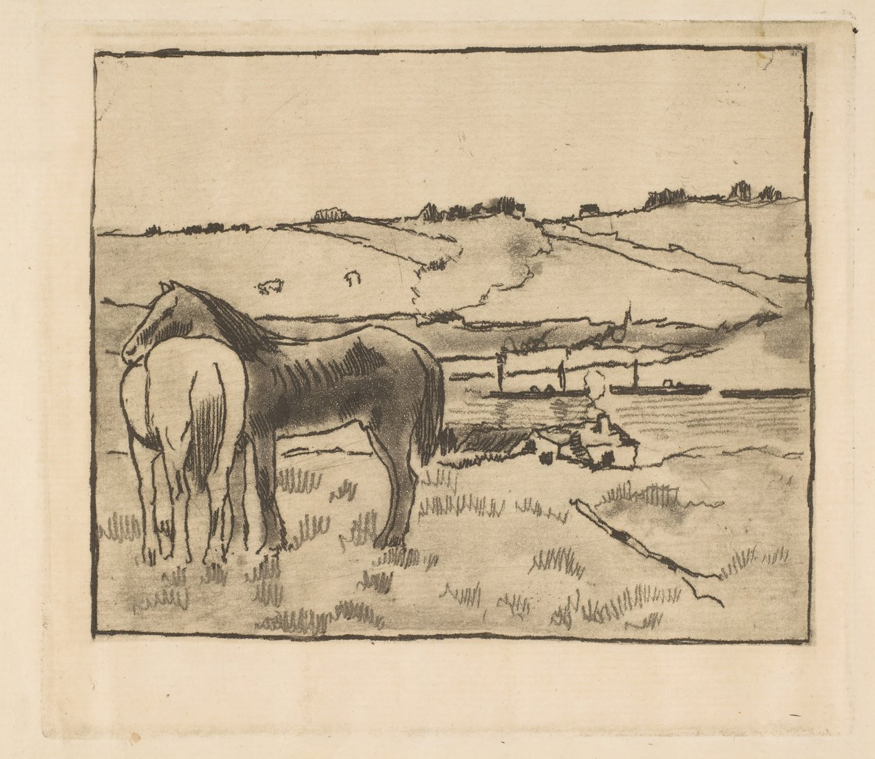 Pferde auf der Wiese, 1891-92 von Edgar Degas