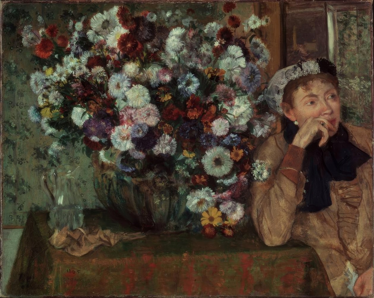 Die Frau mit Chrysanthemen von Edgar Degas
