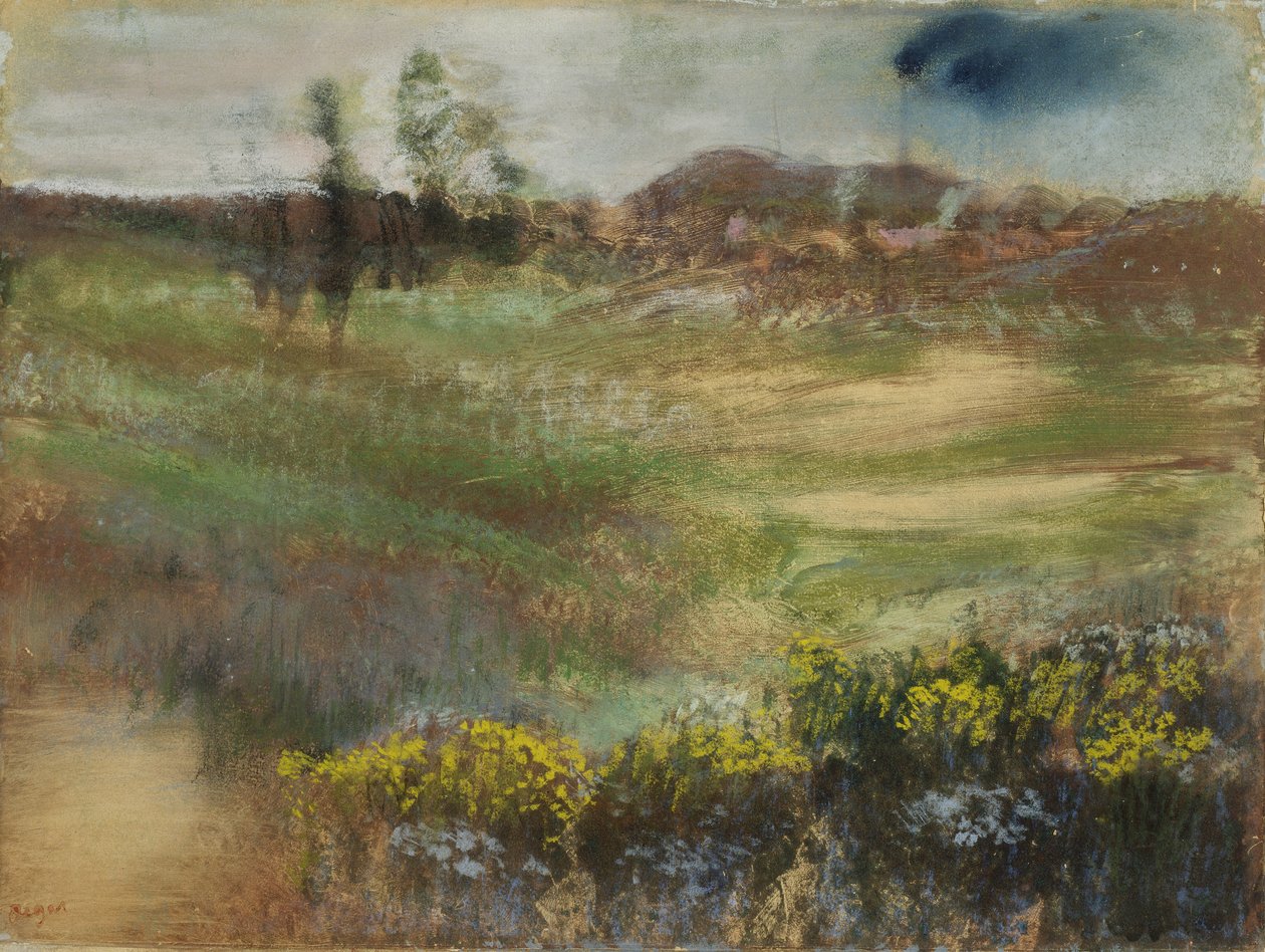 Landschaft mit Schornsteinen, ca. 1890 von Edgar Degas