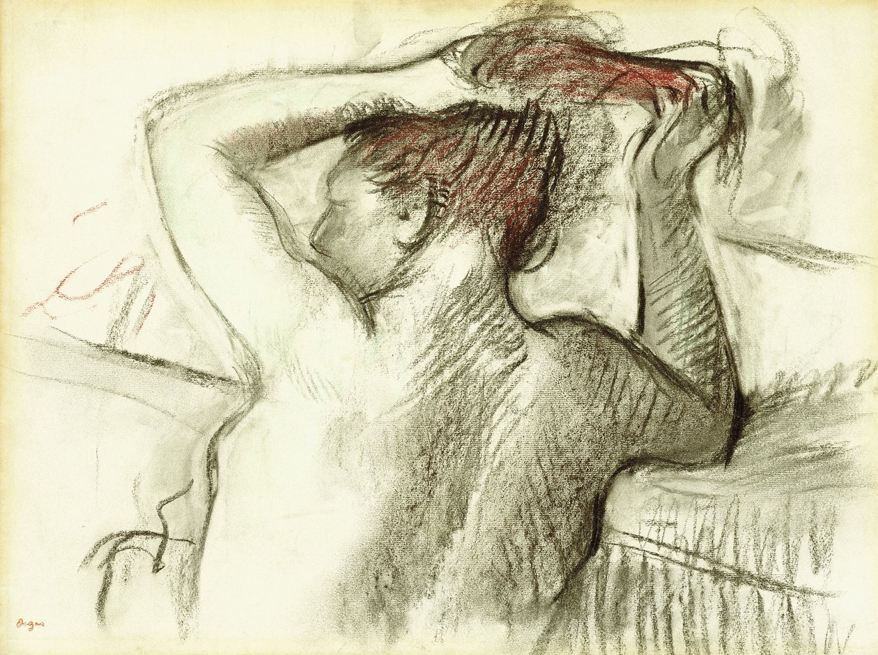 Nackte Frau, die ihr Haar frisiert von Edgar Degas