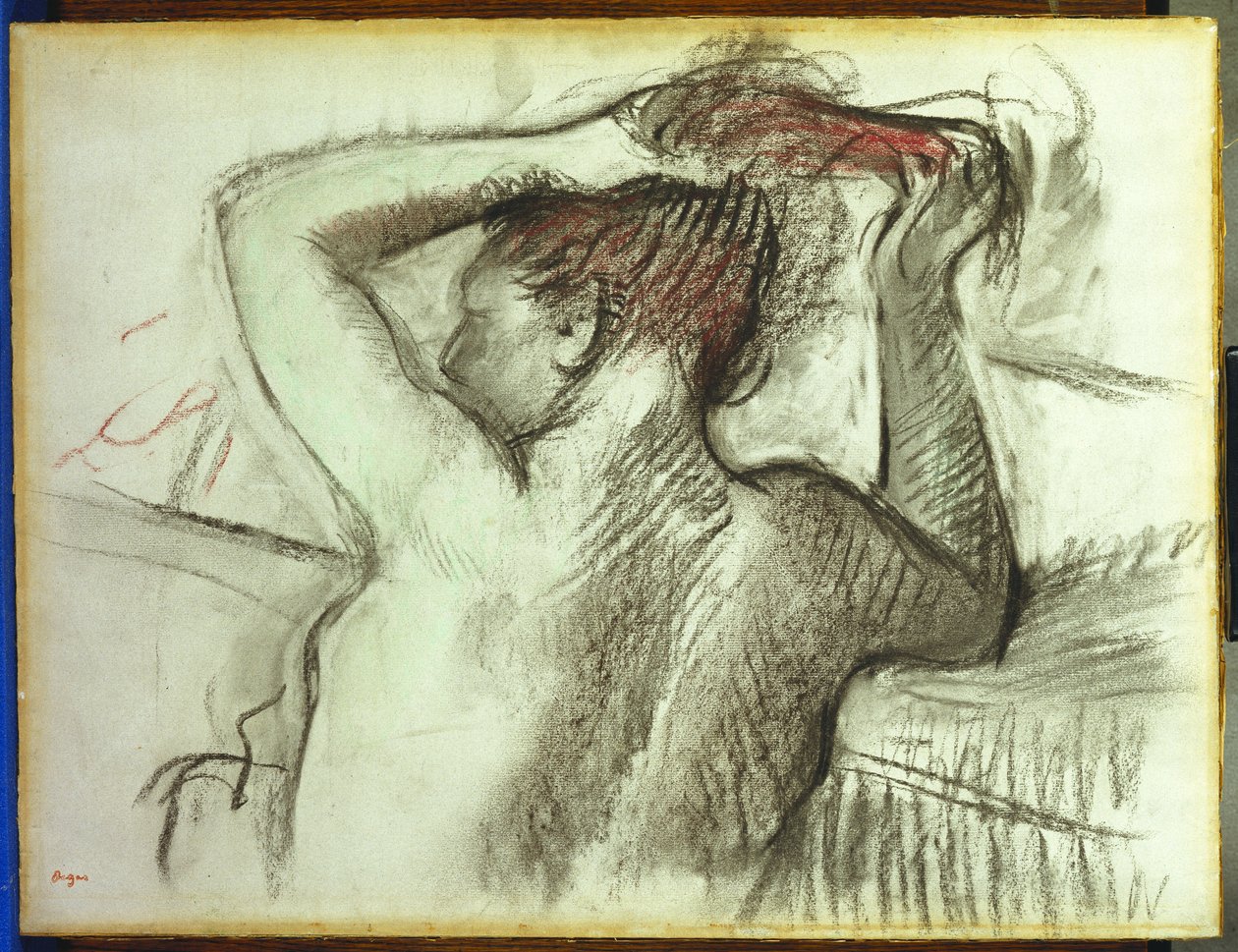 Akt, der sich die Haare kämmt von Edgar Degas