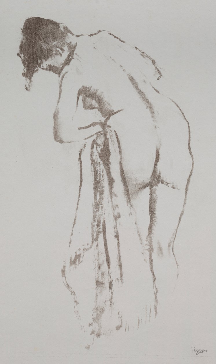 Nackte Frau mit Handtuch, stehend von Edgar Degas