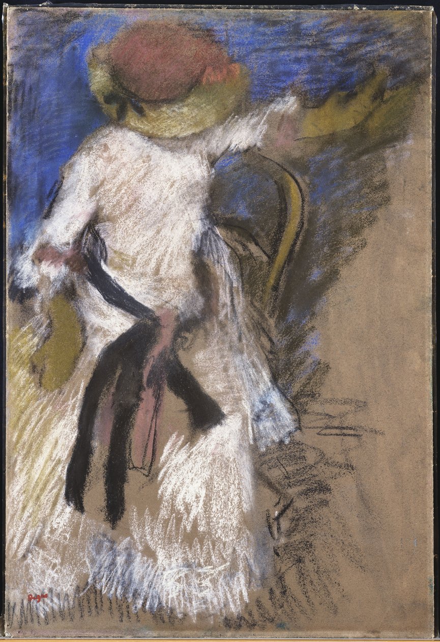 Sitzende Frau in einem weißen Kleid, ca. 1888-92 von Edgar Degas