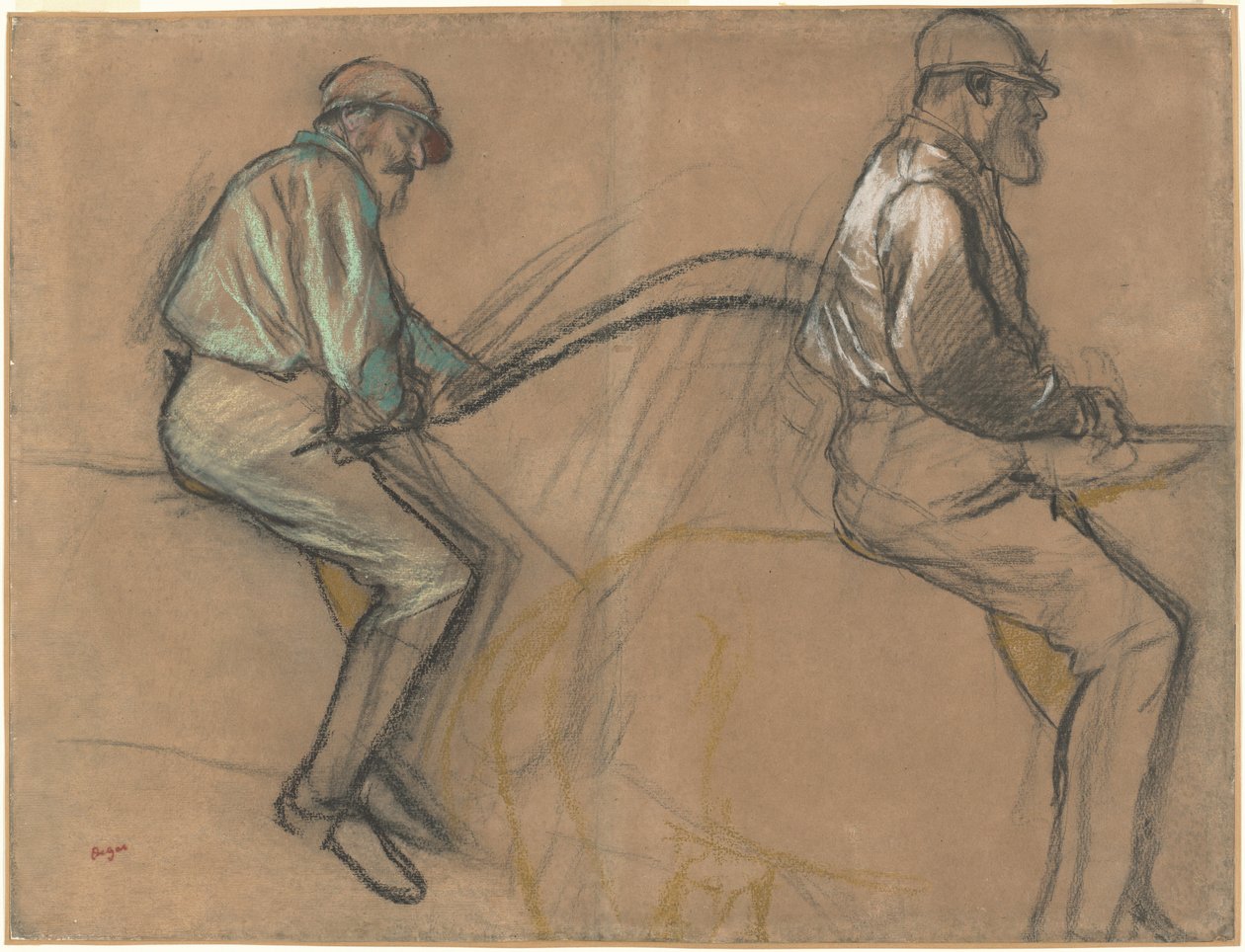 Zwei Studien eines Jockeys von Edgar Degas