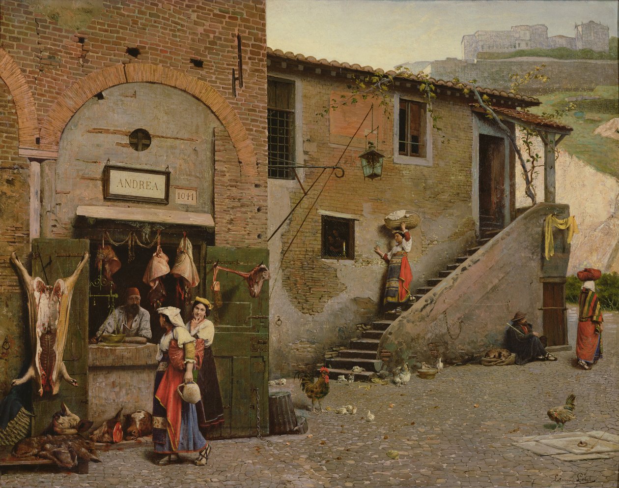Ein Metzger in Trastevere, Rom von Edmond Lebel