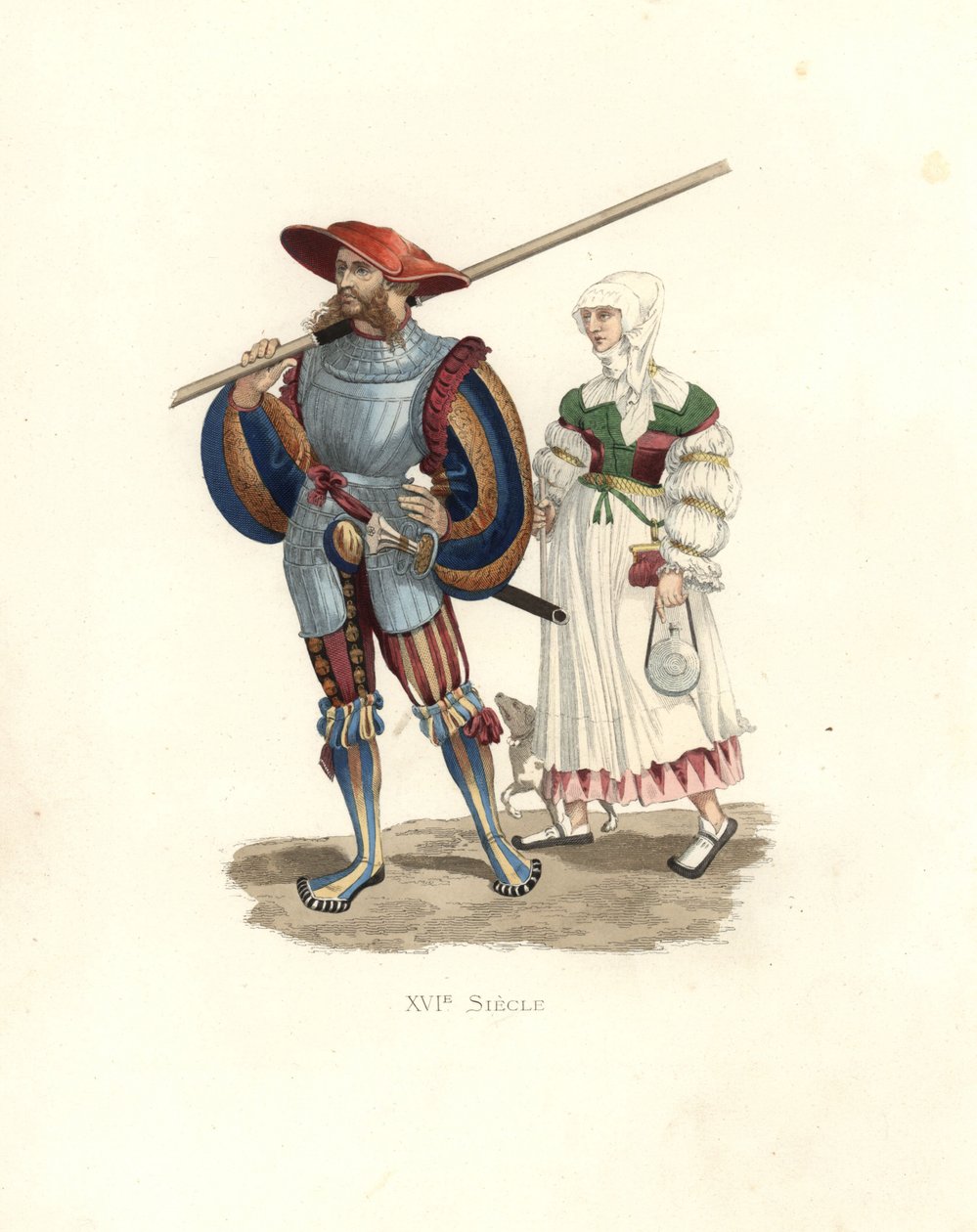 Deutscher Lanzenträger und Bäuerin von Edmond Lechevallier Chevignard