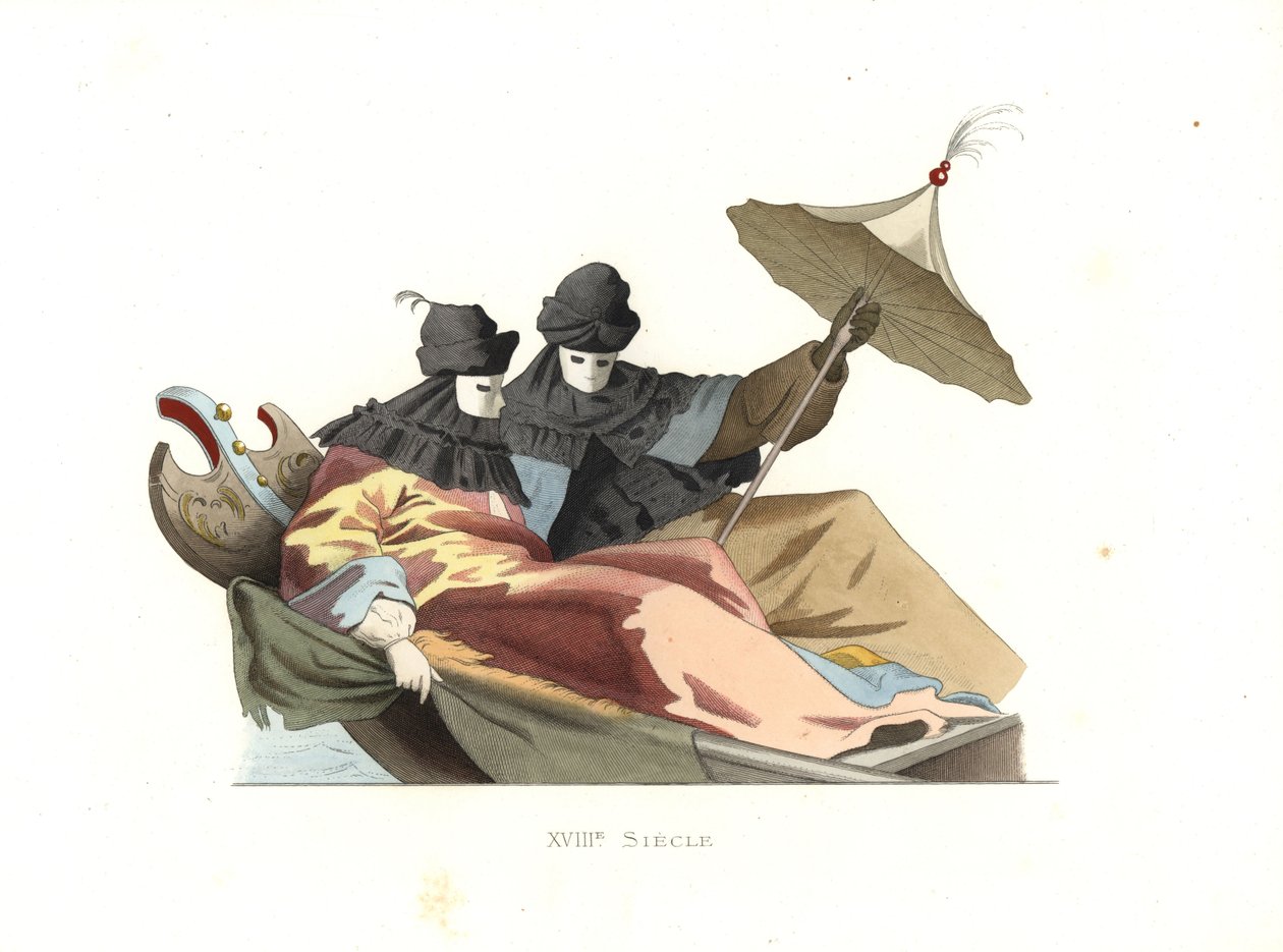 Venezianer mit Bauta-Masken von Edmond Lechevallier Chevignard