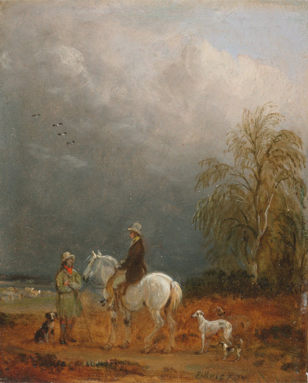 Ein Reisender und ein Schäfer in einer Landschaft von Edmund Bristow