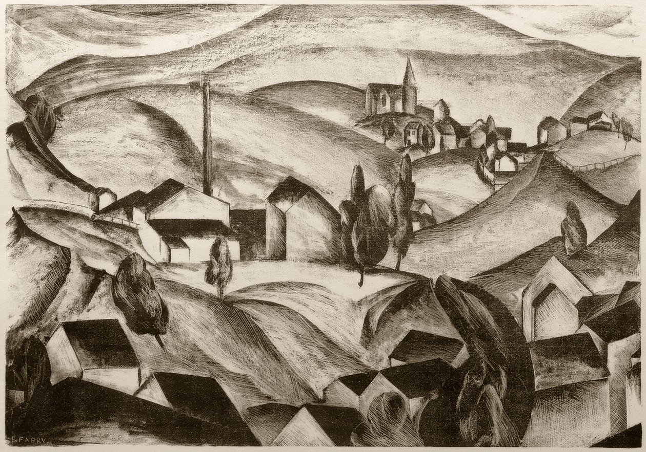 Landschaft mit Häusern von Edmund Fabry