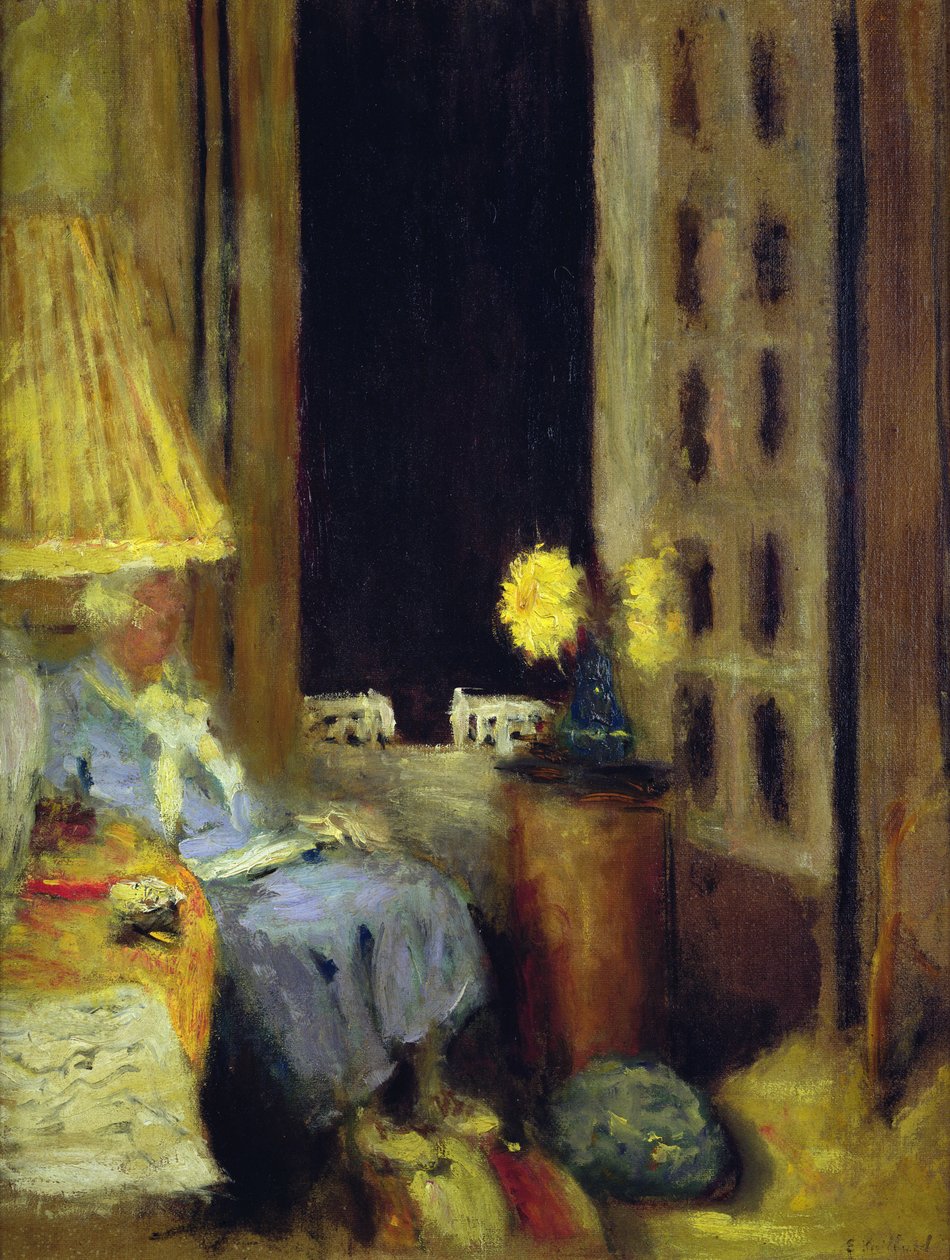 Frau liest, am Abend von Edouard Vuillard
