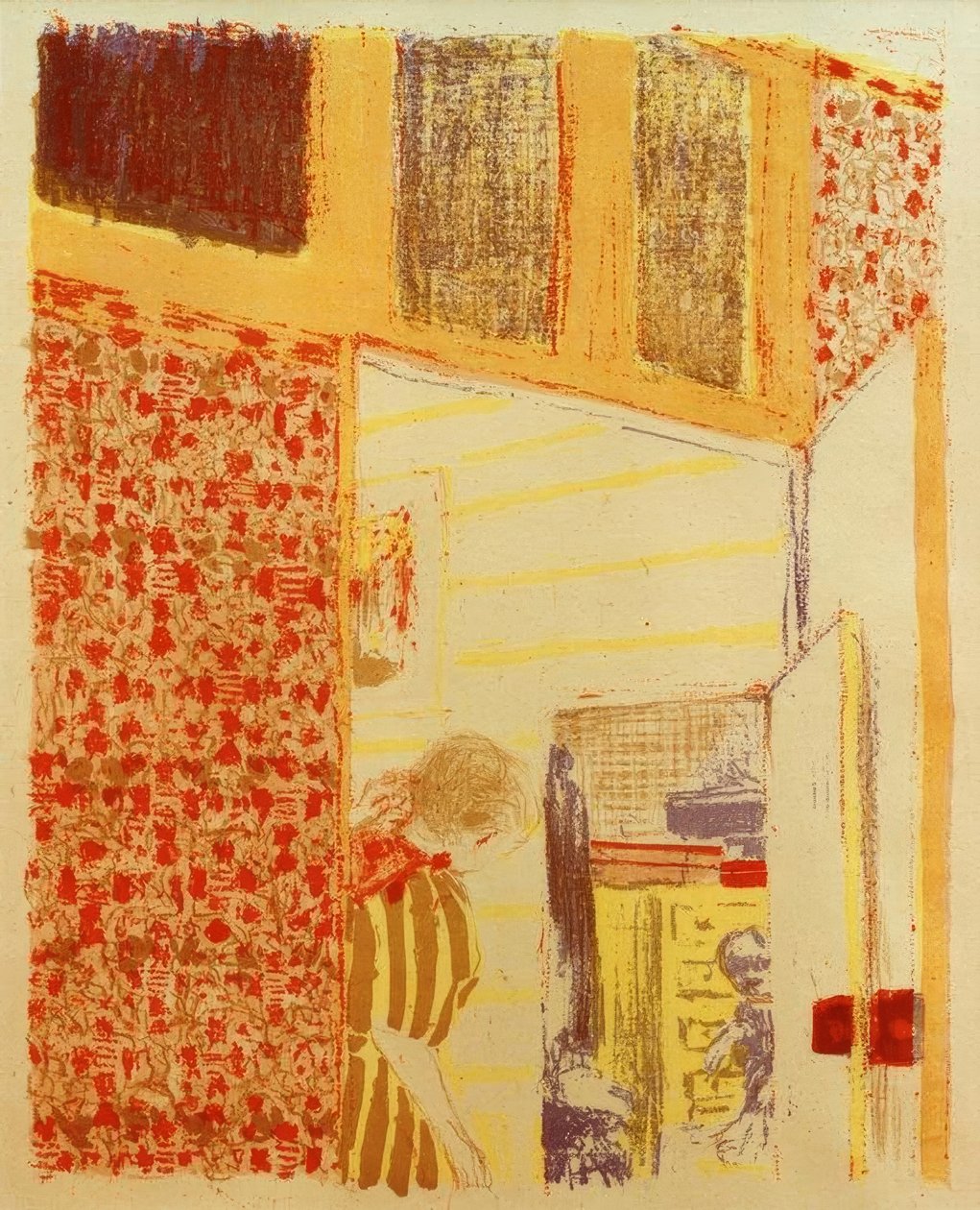 Interieur mit rosa Wandteppichen III von Edouard Vuillard