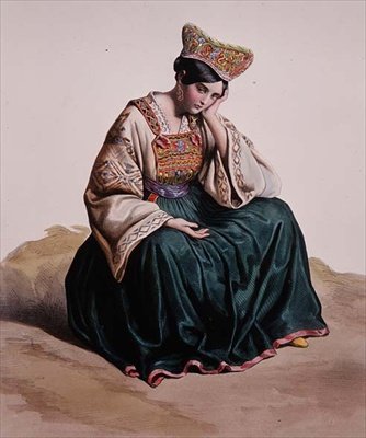 Junges Mädchen in kalabrischer Tracht von Edouard (after) Pingret