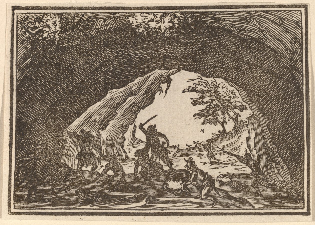 Soldaten greifen Räuber an von Edouard Eckman after Jacques Callot