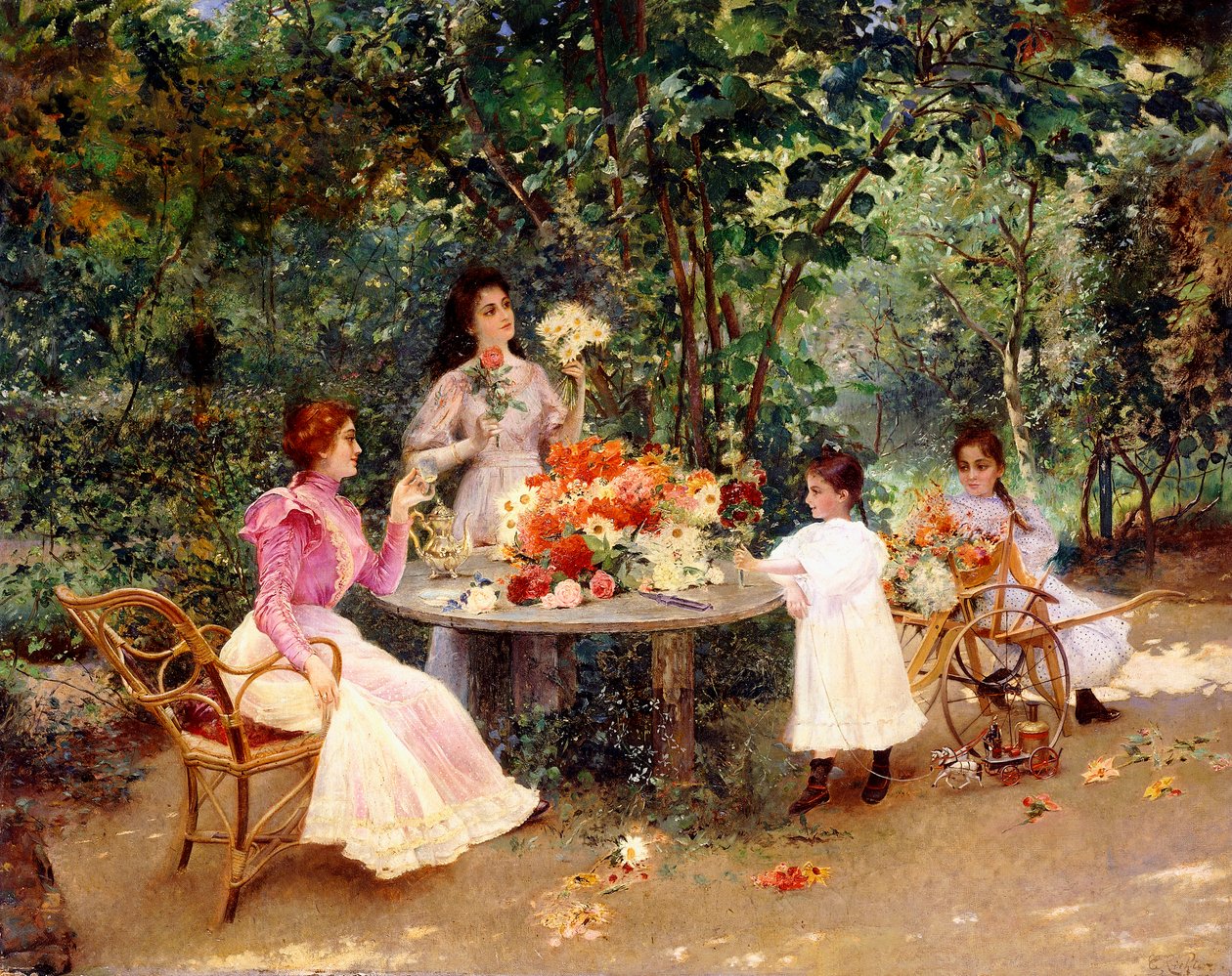 Teestunde im Garten von Edouard Frederic Wilhelm Richter