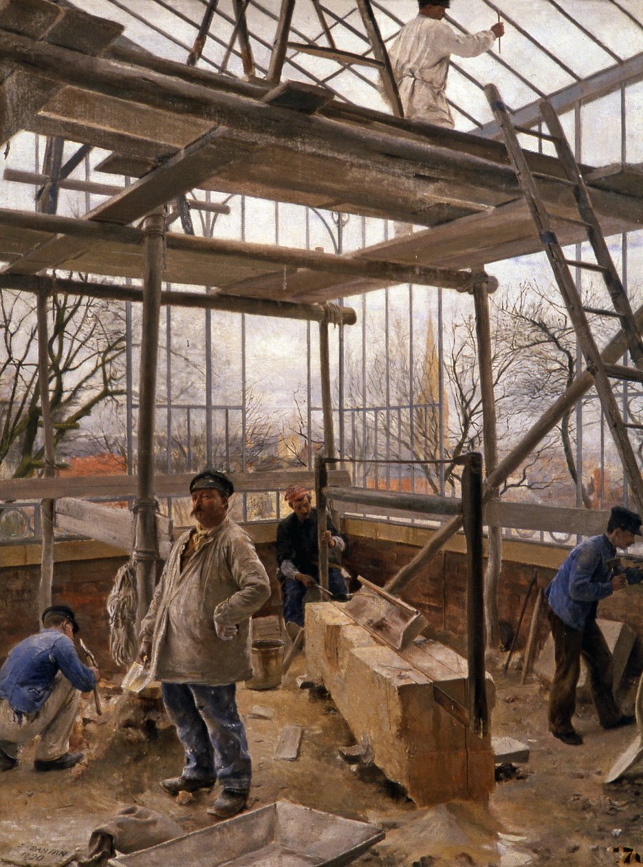 Bau eines Gewächshauses, 1890 von Edouard Joseph Dantan