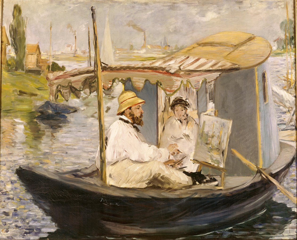 Claude Monet in seinem Atelierboot malend von Édouard Manet