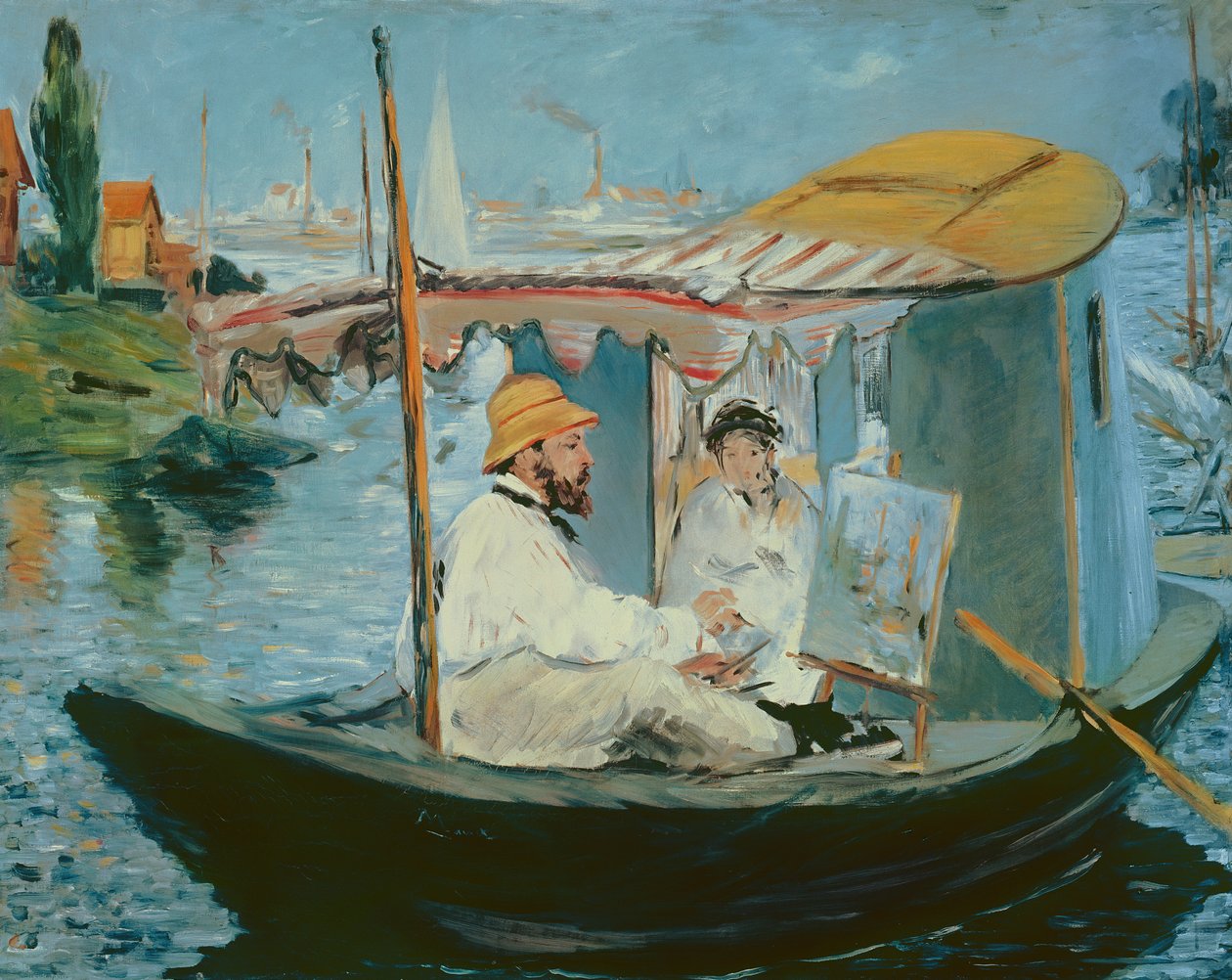 Monet in seinem schwimmenden Atelier von Édouard Manet